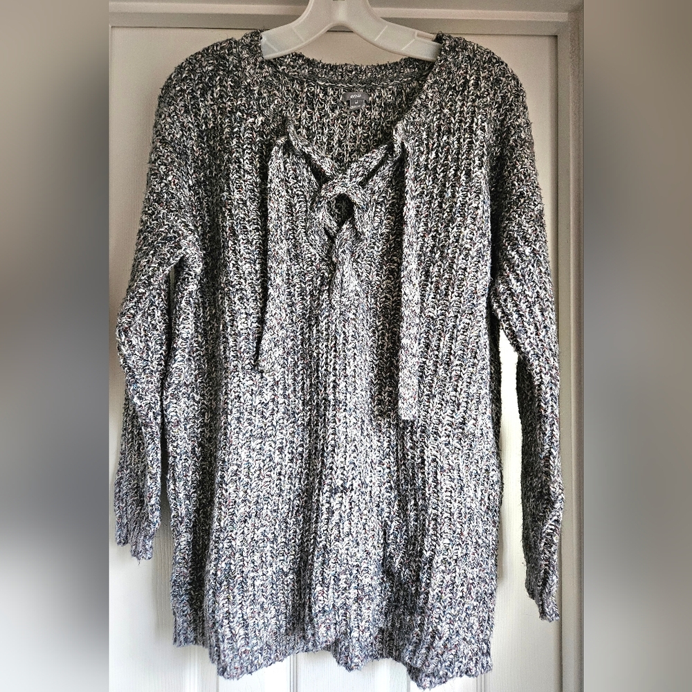 Aerie Multi Color Knit V-Neck Sweater